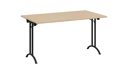 SLA 140 lak skládací jednací stůl 1394x800, deska 25 mm, podnož černý lak, deska bříza světlá